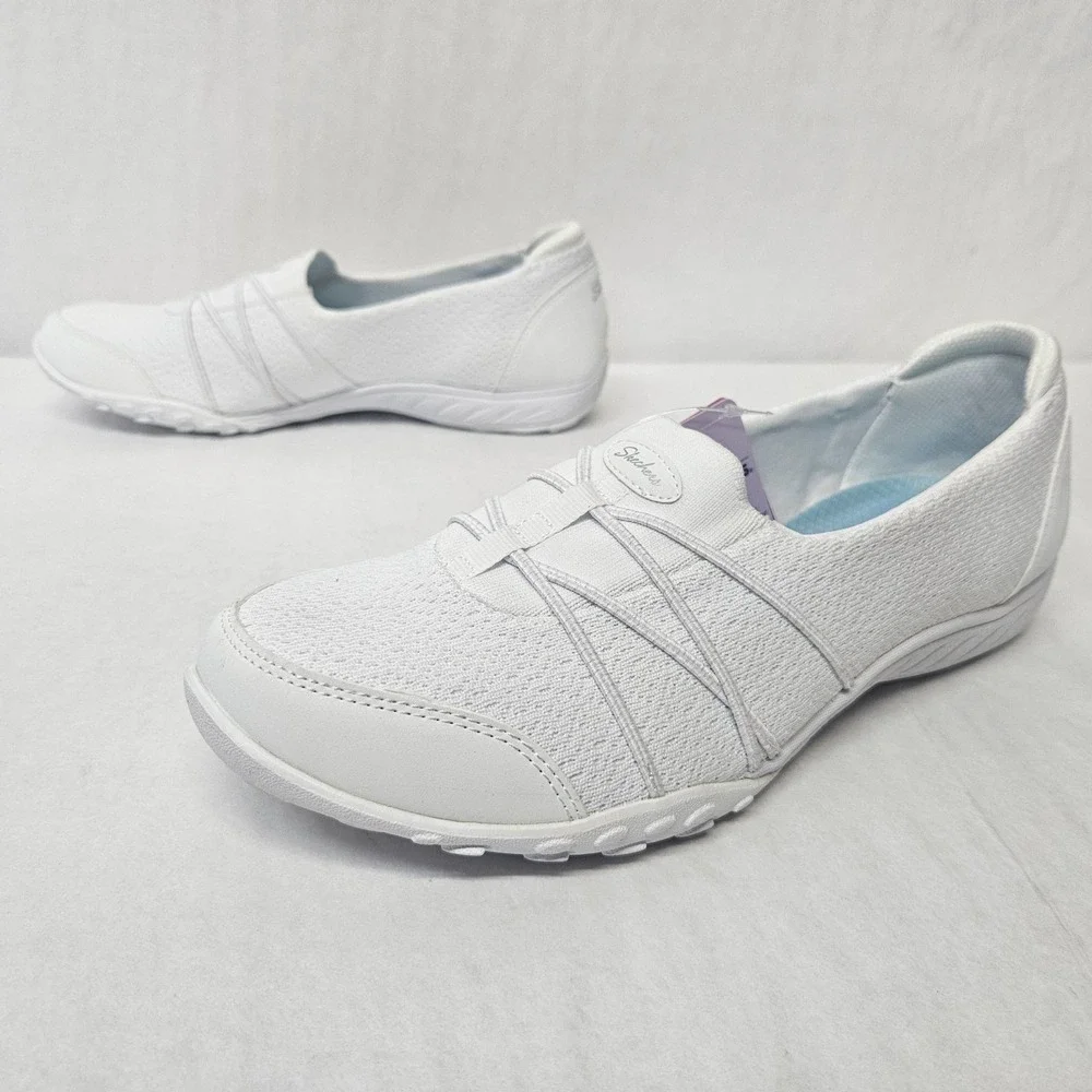 Skechers Breathe Easy - Harbor Hues Slip-on Shoes 100758 White Women's Size 9